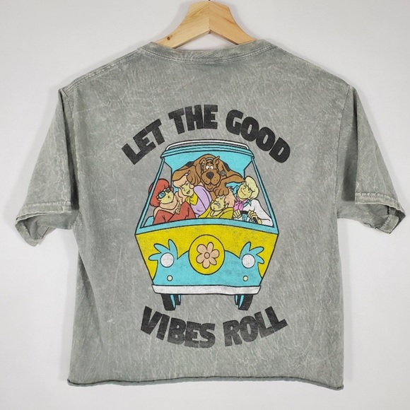 🔥SCOOBY DOO🔥LET THE GOOD VIBES ROLL CROPPED TEE T-SHIRT MEDIUM NWT - Picture 2 of 3